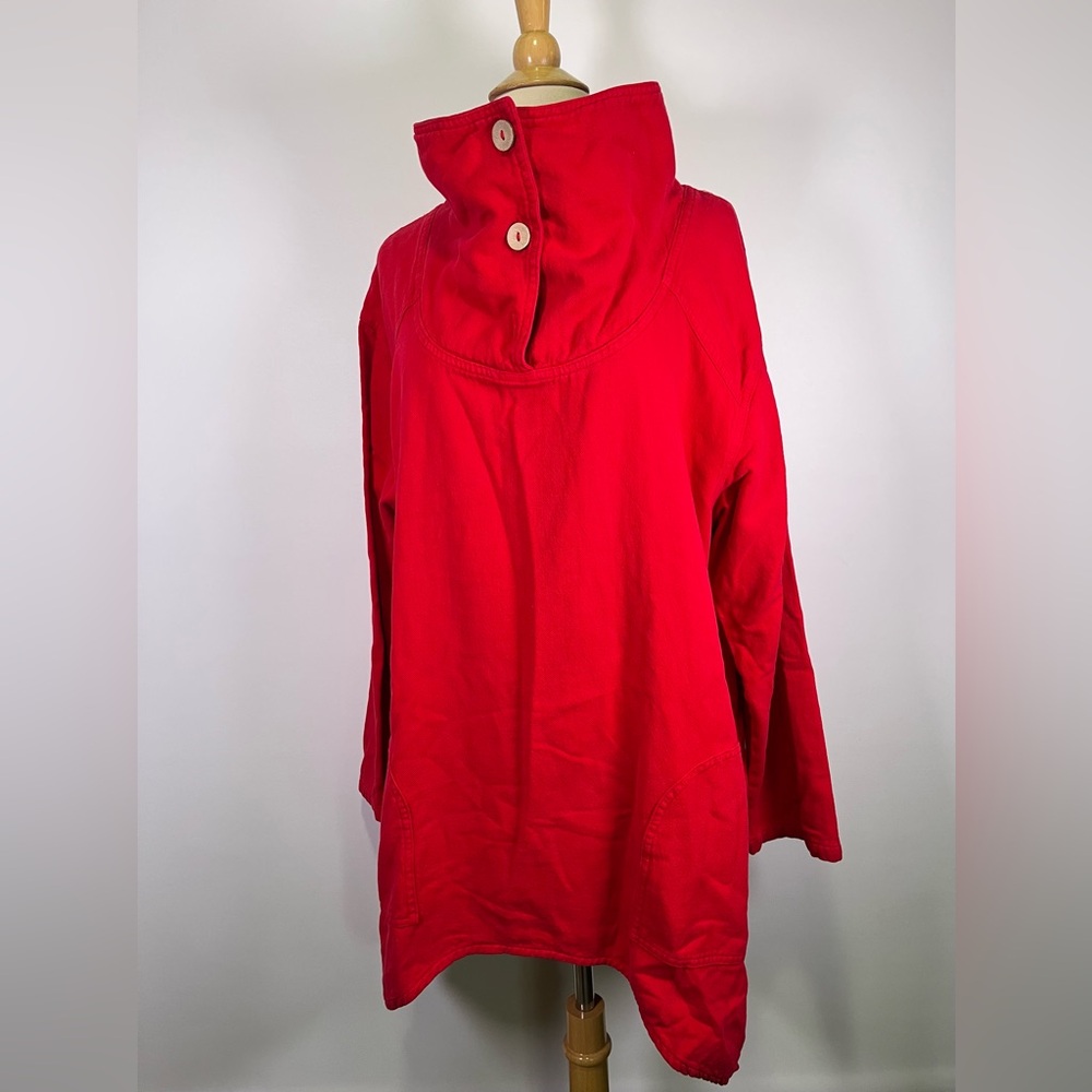 VTG Sea Breeze of California Red Cotton Funnel Neck Tunic Large USA Coastal Boho